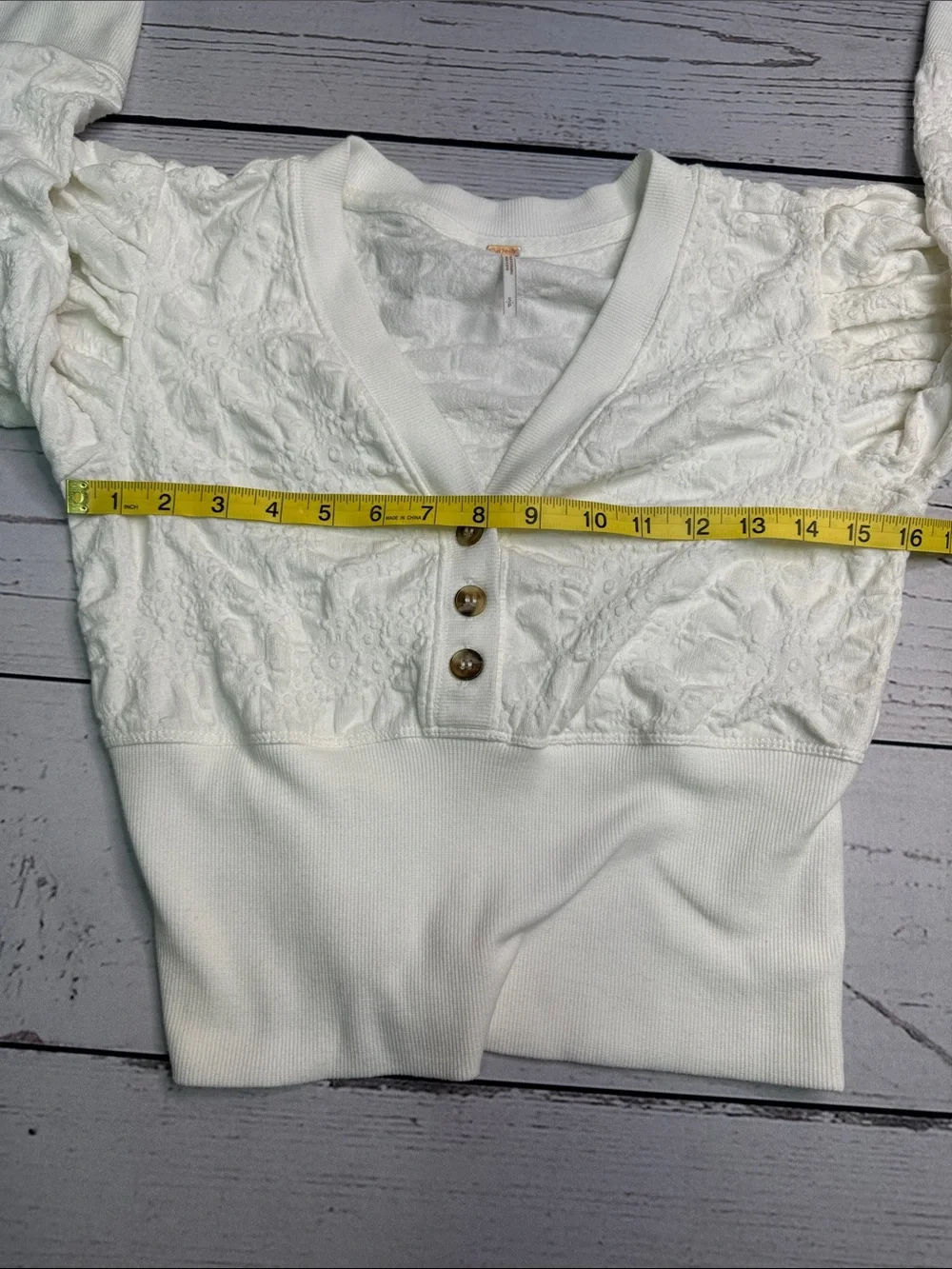 Women's free people Gemma Puffed- Sleeve Henley Top Size S